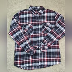 HOWITZER We The People Flannel Shirt  Men’s Size L Black/Red Flag On Shoulder